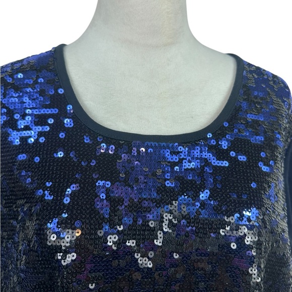 ⭐️ Host Pick ⭐️Quacker Factory black and blue sequined top size 1X - Picture 3 of 10